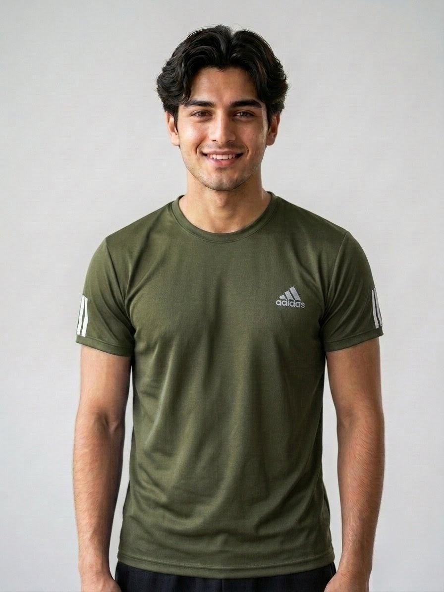 Men’s Olive Beige Performance Crew Neck T-Shirt